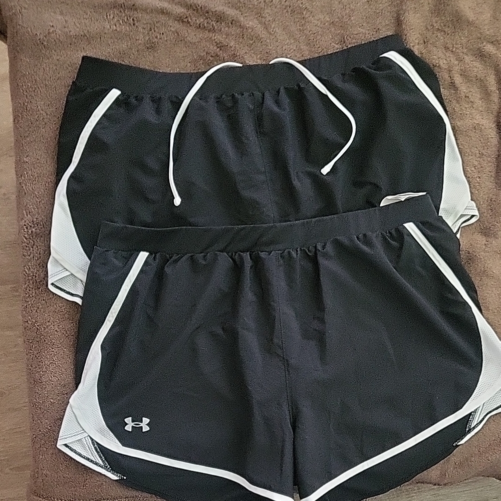 Under Armour Women's Black and White Athletic Shorts 2 Pairs